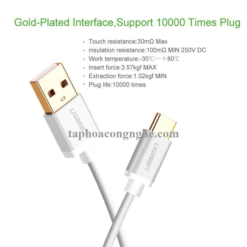 Ugreen 30507 0.5M màu hồng Bộ chuyển đổi USB 2.0 sang USB-C US188 30030507